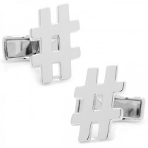 Hashtag Symbol Cufflinks in Sterling Silver