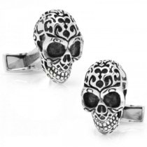 Fatale Skull Cufflinks 3-D Design in Sterling Silver
