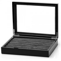 Men's Solid Oak Mahogany Cufflink Box Collector's Case Holds 36 Pairs