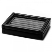 Men's Black Bonded Leather Cufflink Collector's Case Holds 36 Pairs
