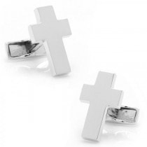 Cross Symbol Cufflinks in Sterling Silver