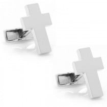 Cross Symbol Cufflinks in Sterling Silver