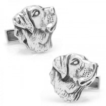 Dog Lovers Etched Labrador Face Men's Cufflinks In Sterling Silver