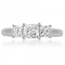 3 Stone Diamond Engagement Ring Princess Cut 14k White Gold (1.50ct)