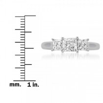3 Stone Diamond Engagement Ring Princess Cut 14k White Gold (1.50ct)