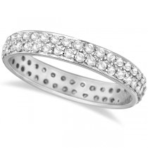 Two-Rows Luxury Diamond Eternity Ring Band 14k White Gold (0.75ct)