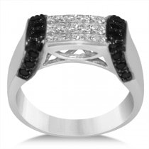 Black & White Diamond Wedding Ring in 14k White Gold (0.75ct)