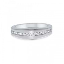 Diamond Accented Wedding Band in 14k White Gold (0.08ct)