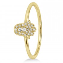 Diamond Hamsa Ring 14k Yellow Gold (0.10ct)