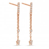 Diamond Drop Star Earrings 14k Rose Gold (0.10ct)
