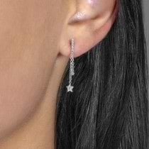 Diamond Drop Star Earrings 14k White Gold (0.10ct)