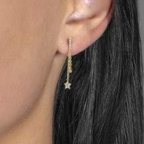 Diamond Drop Star Earrings 14k Yellow Gold (0.10ct)