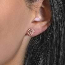 Diamond Sun Rays Earrings 14k Rose Gold (0.13ct)
