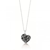 2.50ct 14k White Gold Black & White Diamond Heart Pendant Necklace