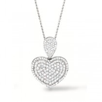 1.75ct 14k White Gold Diamond Heart Pendant Necklace