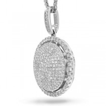 0.85ct 14k White Gold Diamond Pave "o" Pendant Necklace