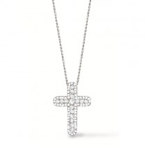 0.60ct 14k White Gold Diamond Cross Pendant Necklace