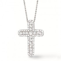 1.50ct 14k White Gold Diamond Cross Pendant Necklace