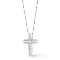 1.50ct 14k White Gold Diamond Cross Pendant Necklace