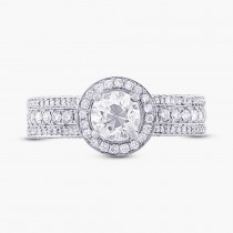 0.76ct Round Brilliant Center and 1.16ct Side 14k White Gold GIA Certified Diamond Engagement Ring