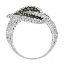 3.00ct 14k White Gold White & Champagne Diamond Leaf Ring