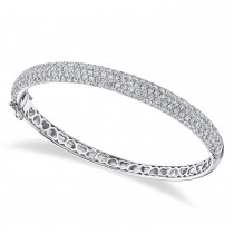 Diamond Multi Row Bangle Bracelet 14K White Gold (5.25ct)