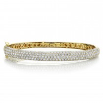 Diamond Multi Row Bangle Bracelet 14K Yellow Gold (5.25ct)