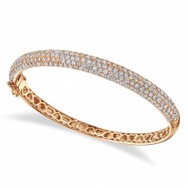Diamond Multi Row Bangle Bracelet 14K Rose Gold (5.25ct)