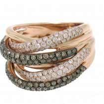 1.60ct 14k Rose Gold White & Champagne Diamond Bridge Ring Size 6.5