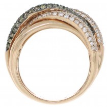 1.60ct 14k Rose Gold White & Champagne Diamond Bridge Ring Size 6.5