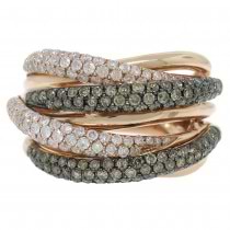 1.60ct 14k Rose Gold White & Champagne Diamond Bridge Ring Size 8.25