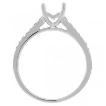 0.24ct 14k White Gold Diamond Semi-mount Ring for 5x5mm Center