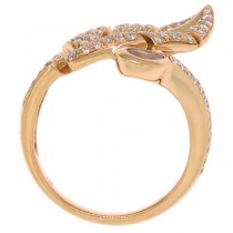 0.84ct Diamond & 0.27ct Rose Quartz 14k Rose Gold Leaf Ring