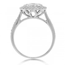 1.05ct 14k White Gold Diamond Cluster Lady's Ring