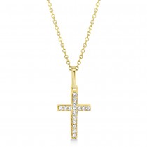 Diamond Pave Cross Pendant Necklace 14k Yellow Gold (0.06ct)