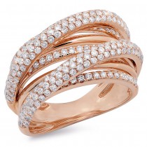 1.75ct 14k Rose Gold Diamond Bridge Ring Size 6.5
