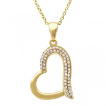 0.13ct 14k Yellow Gold Diamond Heart Pendant Necklace
