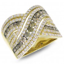 2.00ct 14k Yellow Gold White & Champagne Diamond Lady's Ring Size 8