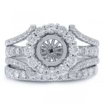 1.16ct 18k White Gold Diamond Semi-mount Ring 2-pc