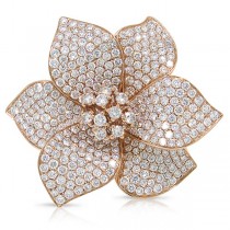 2.89ct 14k Rose Gold Diamond Pave Flower Ring