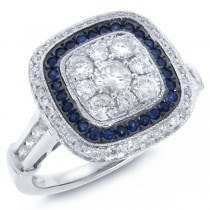 0.77ct Diamond & 0.16ct Blue Sapphire 14k White Gold Ring