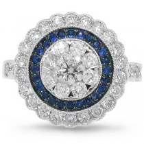 1.16ct Diamond & 0.17ct Blue Sapphire 14k White Gold Ring