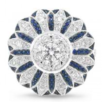 0.84ct Diamond & 0.25ct Blue Sapphire 14k White Gold Ring