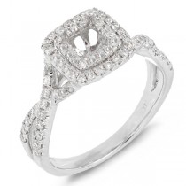 0.51ct 14k White Gold Diamond Semi-mount Ring for 4.5x4.5mm Center