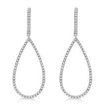Diamond Huggie Teardrop Shape Drop Earrings 14k White Gold (0.40ct)