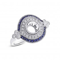 0.36ct Diamond & 0.24ct Blue Sapphire 14k White Gold Semi-mount Ring