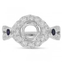 0.53ct Diamond & 0.15ct Blue Sapphire 14k White Gold Semi-mount Ring