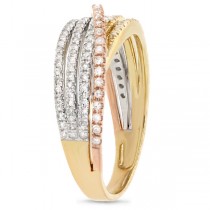 0.49ct 14k Three-tone Gold Diamond Bridge Ring
