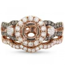 0.83ct 14k Rose Gold White & Champagne Diamond Semi-mount Ring 2-pc