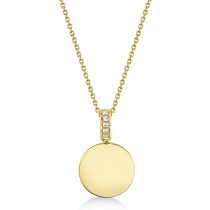 Diamond Accented Disc Pendant Necklace 14k Yellow Gold (0.02ct)
